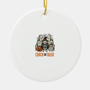 Funny Chick Or Treat Halloween Chicken Graphic_1 Ceramic Tree Decoration