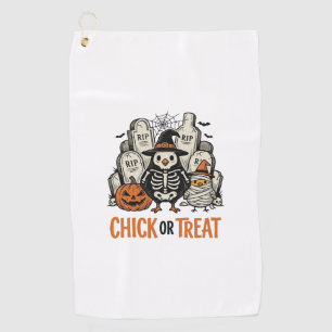 Funny Chick Or Treat Halloween Chicken Graphic_1 Golf Towel