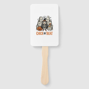 Funny Chick Or Treat Halloween Chicken Graphic_1 Hand Fan