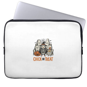 Funny Chick Or Treat Halloween Chicken Graphic_1 Laptop Sleeve
