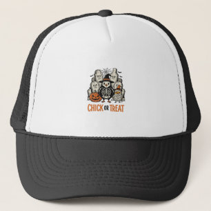 Funny Chick Or Treat Halloween Chicken Graphic_1 Trucker Hat