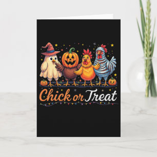 Funny Chick Or Treat Halloween Witch Spooky Chicke Card