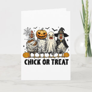 Funny Chick Or Treat Halloween Witch Spooky Chicke Card