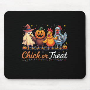 Funny Chick Or Treat Halloween Witch Spooky Chicke Mouse Pad