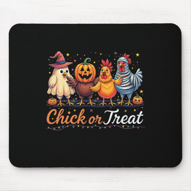 Funny Chick Or Treat Halloween Witch Spooky Chicke Mouse Pad (Front)