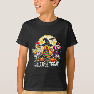 Funny Chick Or Treat Pumpkin Chicken Farmer Hallow T-Shirt