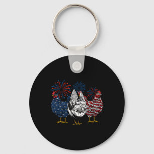 Funny Chicken 4th Of July Patriotic American Chick Key Ring