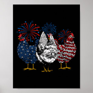 Funny Chicken 4th Of July Patriotic American Chick Poster