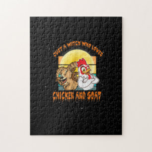 Funny Chicken And Goat Halloween Costume Gift Jigsaw Puzzle
