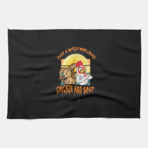 Funny Chicken And Goat Halloween Costume Gift Tea Towel