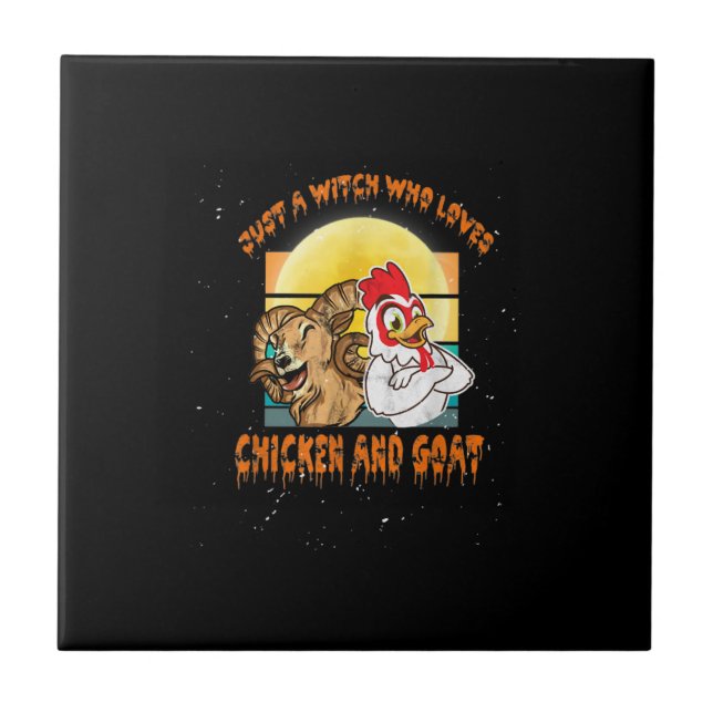Funny Chicken And Goat Halloween Costume Gift Tile (Front)