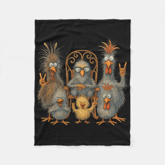 Funny Chicken Art Colourful Eagerlys Crazy Chicken Fleece Blanket