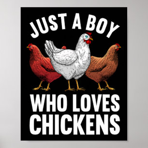 Funny Chicken Art For Men Boys Farm Animal Chicken Poster