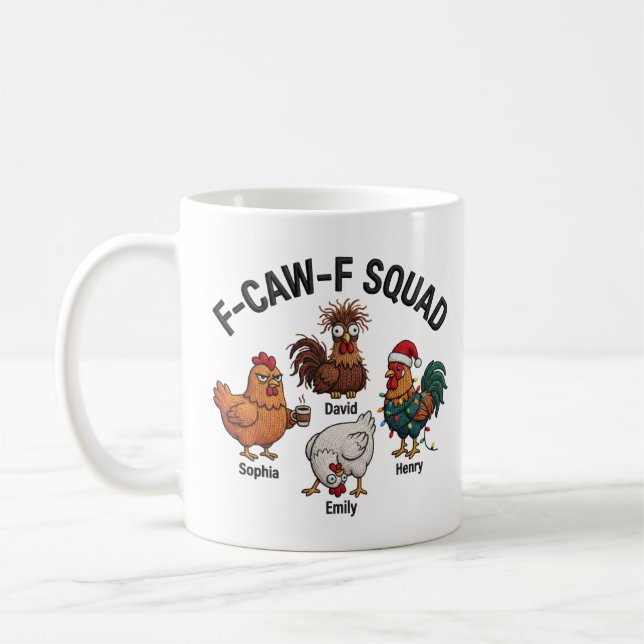 Funny Chicken Art, Novelty Mug, Humorous Farm Gift Coffee Mug (Left)