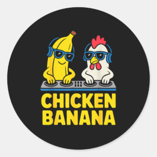 Funny Chicken Banana  Classic Round Sticker