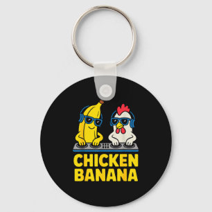 Funny Chicken Banana Key Ring