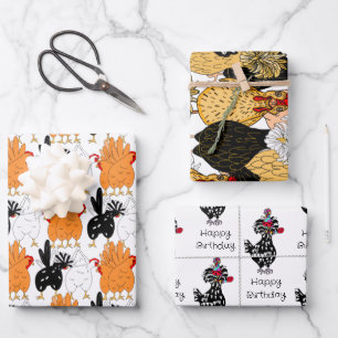 Funny Chicken Birthday  Wrapping Paper Sheet