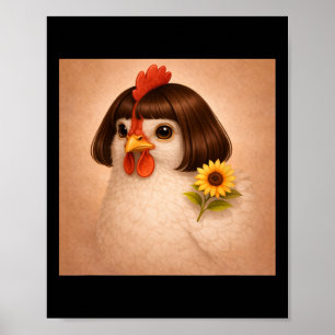Funny Chicken Bob Haircut Meme Trending Bobcat Hai Poster