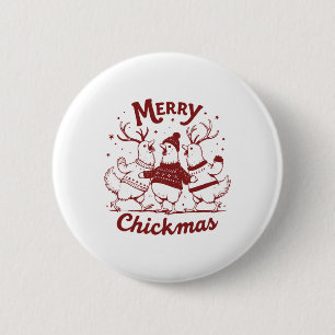 Funny Chicken Christmas Farm Animal Cute Xmas Merr 6 Cm Round Badge