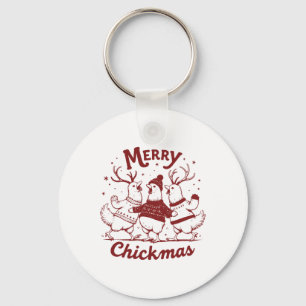 Funny Chicken Christmas Farm Animal Cute Xmas Merr Key Ring