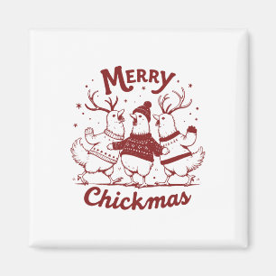 Funny Chicken Christmas Farm Animal Cute Xmas Merr Magnet