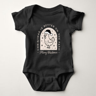 Funny chicken Christmas farm puns whimsical Baby Bodysuit