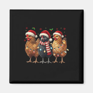 Funny Chicken Christmas Lights Animal Farmer Xmas  Magnet