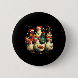 Funny Chicken Christmas Lights Farm Animal Cute Xm 6 Cm Round Badge