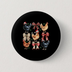 Funny Chicken Christmas Lights Farm Animal Cute Xm 6 Cm Round Badge