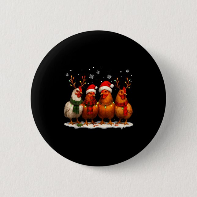 Funny Chicken Christmas Lights Farm Animal Cute Xm 6 Cm Round Badge (Front)