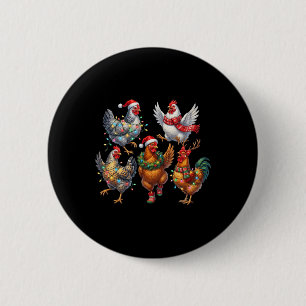 Funny Chicken Christmas Lights Farm Animal Cute Xm 6 Cm Round Badge