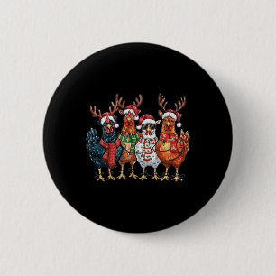 Funny Chicken Christmas Lights Farm Animal Cute Xm 6 Cm Round Badge