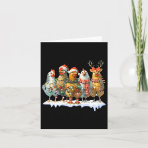 Funny Chicken Christmas Lights Farm Animal Cute Xm Card
