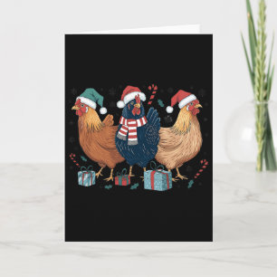 Funny Chicken Christmas Lights Farm Animal Cute Xm Card