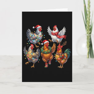 Funny Chicken Christmas Lights Farm Animal Cute Xm Card