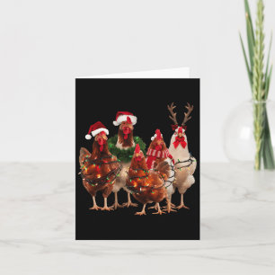 Funny Chicken Christmas Lights Farm Animal Cute Xm Card