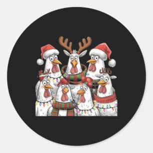 Funny Chicken Christmas Lights Farm Animal Cute Xm Classic Round Sticker