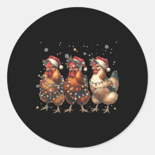 Funny Chicken Christmas Lights Farm Animal Cute Xm Classic Round Sticker