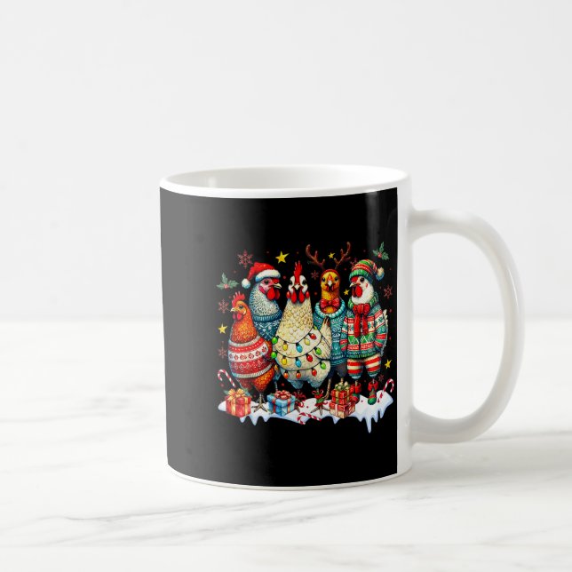 Funny Chicken Christmas Lights Farm Animal Cute Xm Coffee Mug (Right)