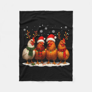 Funny Chicken Christmas Lights Farm Animal Cute Xm Fleece Blanket