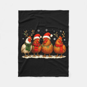 Funny Chicken Christmas Lights Farm Animal Cute Xm Fleece Blanket