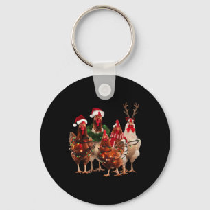 Funny Chicken Christmas Lights Farm Animal Cute Xm Key Ring