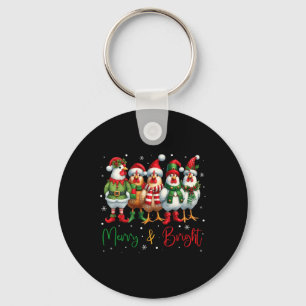 Funny Chicken Christmas Lights Farm Animal Cute Xm Key Ring