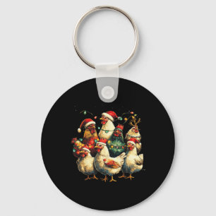 Funny Chicken Christmas Lights Farm Animal Cute Xm Key Ring