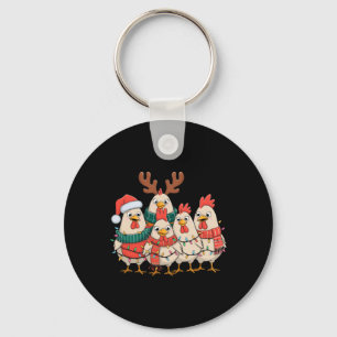 Funny Chicken Christmas Lights Farm Animal Cute Xm Key Ring