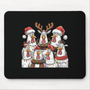 Funny Chicken Christmas Lights Farm Animal Cute Xm Mouse Pad