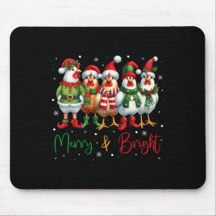 Funny Chicken Christmas Lights Farm Animal Cute Xm Mouse Pad