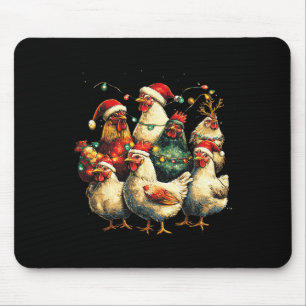 Funny Chicken Christmas Lights Farm Animal Cute Xm Mouse Pad