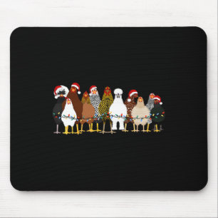 Funny Chicken Christmas Lights Farm Animal Cute Xm Mouse Pad