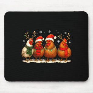 Funny Chicken Christmas Lights Farm Animal Cute Xm Mouse Pad